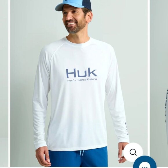 HUK Fishing UPF Size XL Long Sleeve Shirt White Boating Hiking - Picture 1 of 11